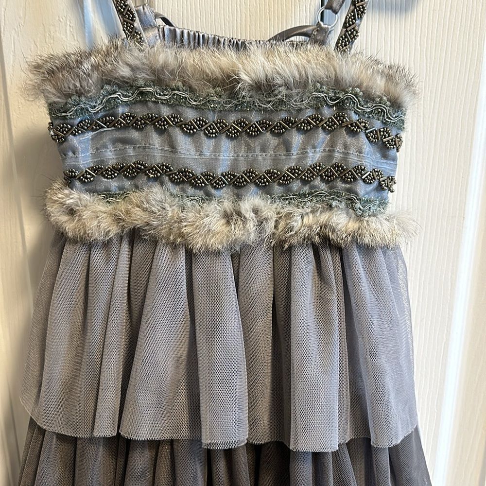 Luna Luna Exquisite Grey Girls Tulle & Beaded Birthday Party Dress - Size 4/5 - Picture 2 of 7